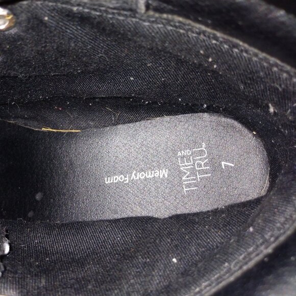 Time And Tru Suede Hiking Winter Black Lace Up Boots 7 - Picture 7 of 7